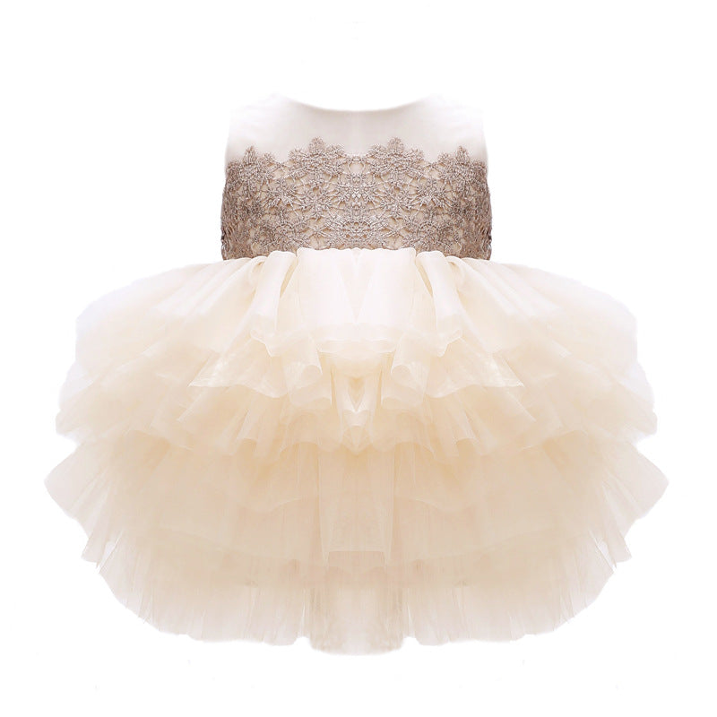 Luxury Cute Tutu Dress for Baby Girls Delicate Embroidery Sheer Tulle Skirt Party Dress