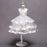 Children's Flower Girl Dress with Bow Puffy Prom Gown Sleeves Princess Dresses