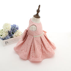 Sleeveless Lace Gown with Bow and Bonnet Christening Dresses 2 Colors