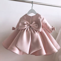 Long Sleeves A Line Baby Girls Formal Dress for Party Bows Princess Dresses