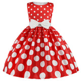 Polka Dots Cute Dresses with Bow Kids' Sleeveless Ball Gown Birthday Party Dresses