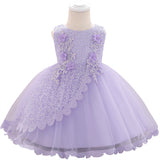 Sleeveless Cute Flower Girl Dresses with Lace Full Length Ball Gown for Baby Girls