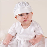 Boys Baptism Dress with Beret Cute Infant Christening Gown Romper