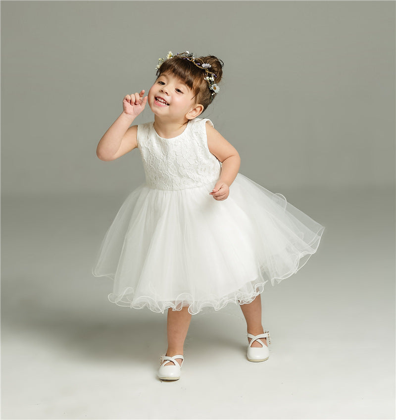 Cute Baby Girl's A line White Gown with Cape Puffy Christening Gowns