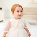 Cute 3PCS A Line Baptism Dresses with Bonnet Babe Christening Gown
