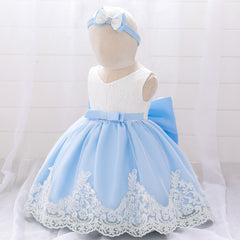 Baby Girl Baptism & Christening Dresses with Bow Soft Lace