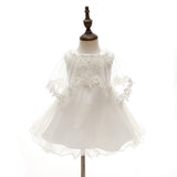 3PCS Baby's Christening Gown with Bonnet Cute Sleeveless Dress with Cloak