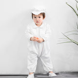 Boys Christening Outfits 3Pcs Cute Peter Pan Collar Baptism Suits Infant Outwear