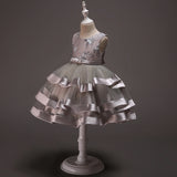 Children's Flower Girl Dress with Bow Puffy Prom Gown Sleeves Princess Dresses
