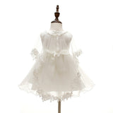 3PCS Baby's Christening Gown with Bonnet Cute Sleeveless Dress with Cloak