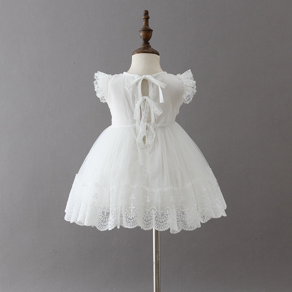 Cute Baby's Lace Christening Dress with Bonnet A Line Baptism Gown