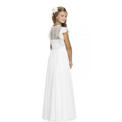 Elegant Round Neck Lace Flower Girl Dresses A Line Simple Plain Party Dress Floor Length