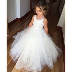 Flower Girls Lace Tulle Ball Gowns First Communion Dresses lace top with multilayered skirt