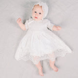 Baby Baptism Dress Long Newborn Baby Christening Gowns Birthday Party Wedding Infant Shower Dress with Bonnet