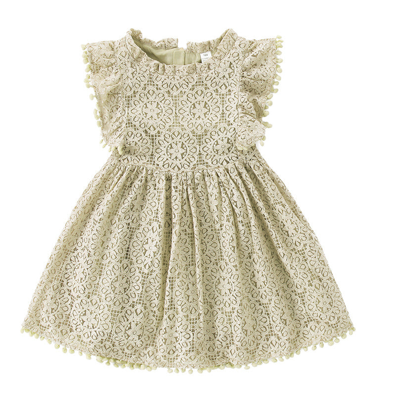 Cute Dress for Kids Vintage Lace Boho Party Princess Gown Flower Girl Dresses