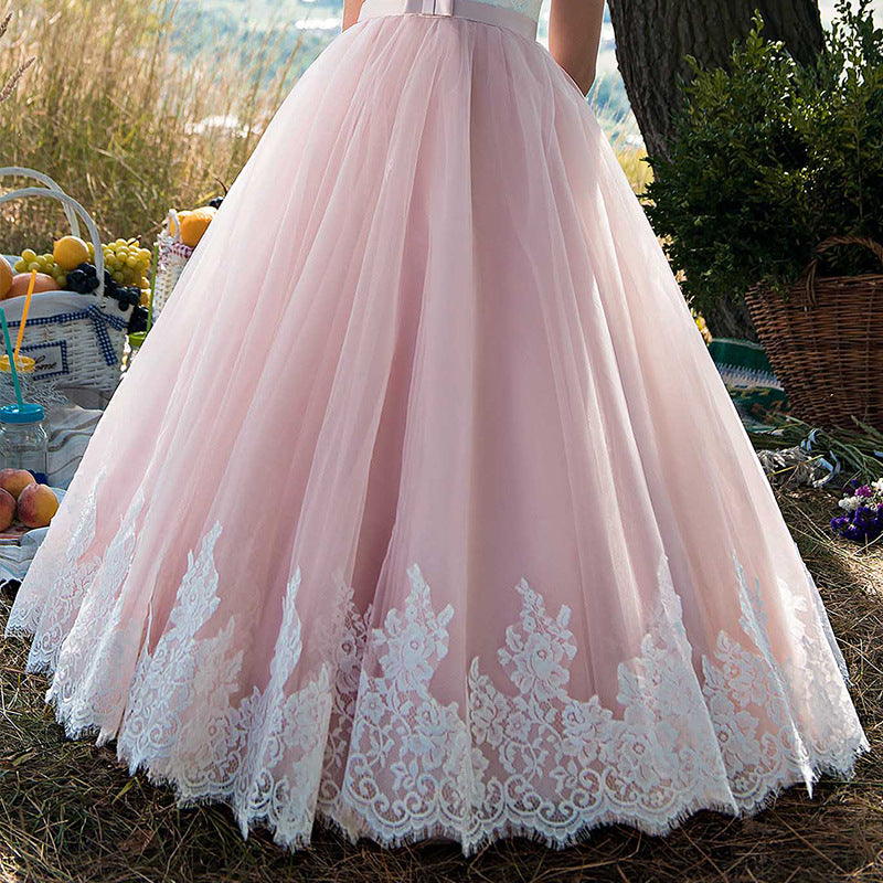 Avadress Flower Girls Lace Appliques Ball Gowns