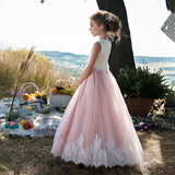 Sleeveless Flower Girl Dress for Wedding Party Gown Floor Length Bridesmaid Pageant Dress Dance Ball Dress Long Princess Tulle Dress