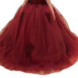 Sleeveless Wine Red Flower Girl Dress Lace Dance Gown Long A Line Tulle Dresses for Party Ball Gown