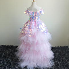 Flower Girl Dress Birday Party Costume Glitter Big Sequins Princess Spangle Dress Layered Wedding Dresses