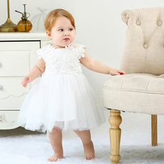 White and Pink Baby Girls' Flower Girl Dress Cute Simple Christening Dresses 0-24 Months