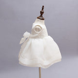 Babe 2 PCS Round Neck Sleeves Christening Dress with Bonnet