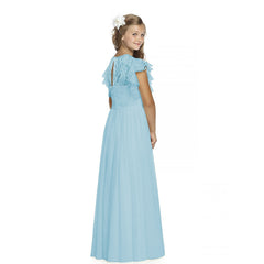 Elegant Round Neck Lace Flower Girl Dresses A Line Simple Plain Party Dress Floor Length