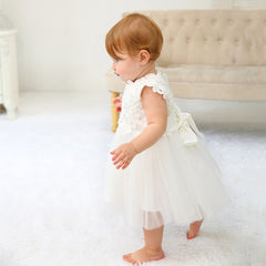 White and Pink Baby Girls' Flower Girl Dress Cute Simple Christening Dresses 0-24 Months