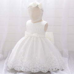 Baby Girl Baptism & Christening Dresses with Bow Soft Lace