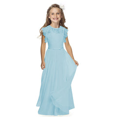 Elegant Round Neck Lace Flower Girl Dresses A Line Simple Plain Party Dress Floor Length