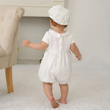 Infant Boys Christening Outfits Peter Collar Cute Babies Baptism Suits with Bonnet