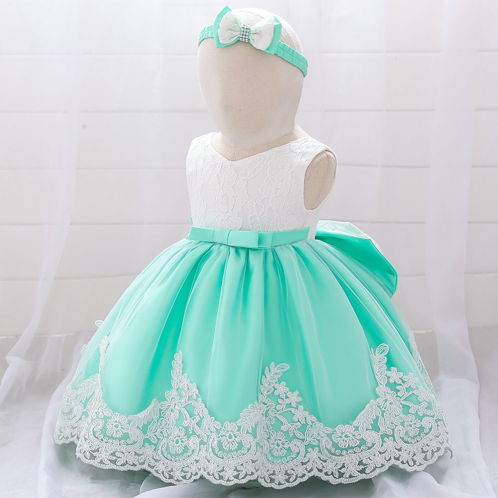 Baby Girl Baptism & Christening Dresses with Bow Soft Lace