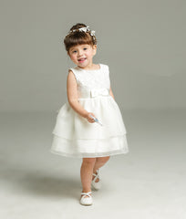 Baby's Sleeveless A Line Puffy Dress Christening Birthday Party Lovely Gown