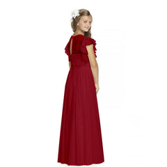 Elegant Round Neck Lace Flower Girl Dresses A Line Simple Plain Party Dress Floor Length