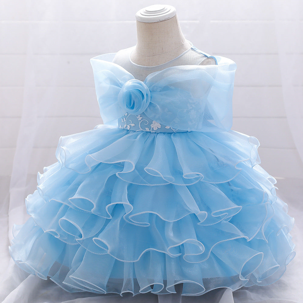 Girls Princess Tutu Party Events Dresses Puff Ball Gown with Bow Flower Girl Dresses for Children