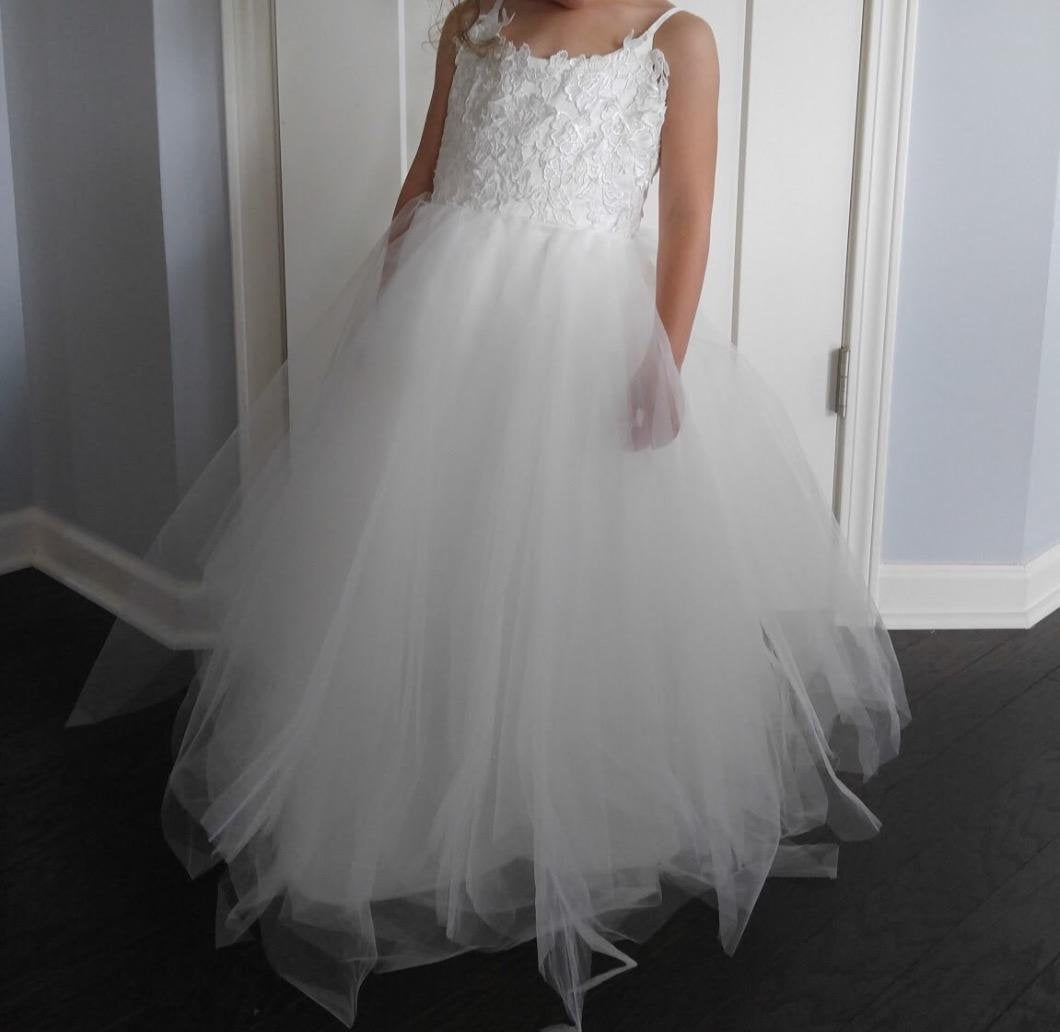 Flower Girls Lace Tulle Ball Gowns First Communion Dresses lace top with multilayered skirt