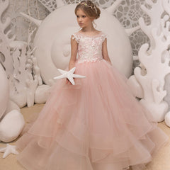 Light Pink Kids Girls Luxury Birthday Evening Party Long Dress Teen Children Elegant Princess Party Pageant Formal Gown Dress