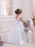 little girls dresses Elegant O-Neck Sleeveless kids ball gown A-Line Stain Party Wedding Dresses for Girls 2-12 Year Old