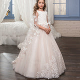 Birthday Wedding Party Holiday Bridesmaid Flower Girl Light Pink and White Tulle Lace Dress