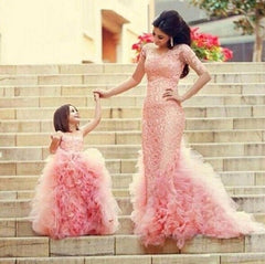 Little Girl's Pink Birthday Dress Children's Puffy Dress for Holiday Gorgeous Princess Dress