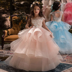 First Communion Long Little Girls Pageant Dresses for Wedding Kids Prom Ball Gown fancy dresses Birthday Dresses