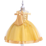 Off the Shoulder A Line Tulle Gown with Bow for Little Girls Multi Colors Dresses
