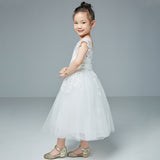 First Communion Dress Tea Length Tulle Gown Princess Dresses Embroidery Sheer