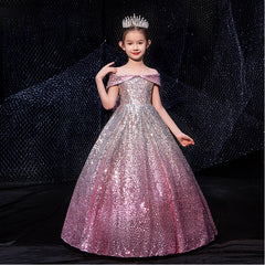 Unique Mix Color Ball Gown Flower Girl Dresses  New Deminha Dress For Girls Sequins Off the Shoulder