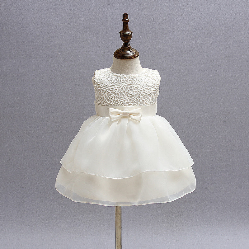 Baby's Sleeveless A Line Puffy Dress Christening Birthday Party Lovely Gown