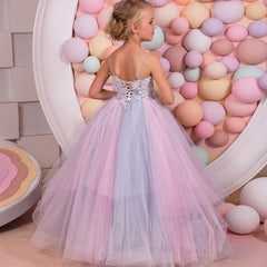 Colorful Party Dress Wedding Girl Holiday Princess Dresses Embroidery Trailing Birthday Ball Gown