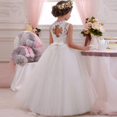 First Communion Girls Wedding Princess Dress Pageant Embroidery Sleeveless Ball Gown Flower Dresses