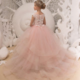 Light Pink Kids Girls Luxury Birthday Evening Party Long Dress Teen Children Elegant Princess Party Pageant Formal Gown Dress