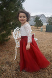 Flower Girl Dress Long Sleeve Kids Lace Pageant Party Christmas Ball Gown Dresses Multi-colors