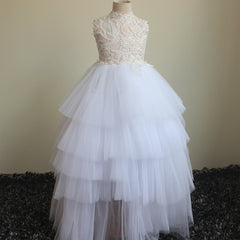 New Arrivals Girls' Puffy Flower Girl Dresses Kid's Sleeveless Tulle Gown Pegaent Dresses