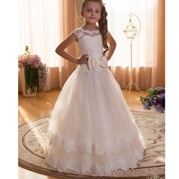 Communion Dress Flower Girl Dress for Wedding with bow